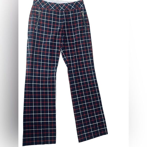 Tommy Hilfiger Wm’s Sz 2 Black Red White Windowpane Plaid Straight Leg Pants - Picture 3 of 6